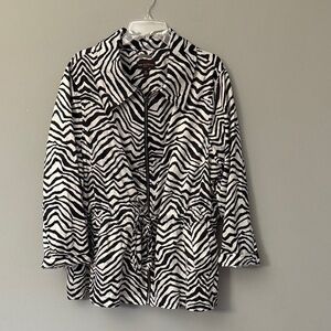 Dana Buchman Black and White Animal Zebra Print Jacket 3X